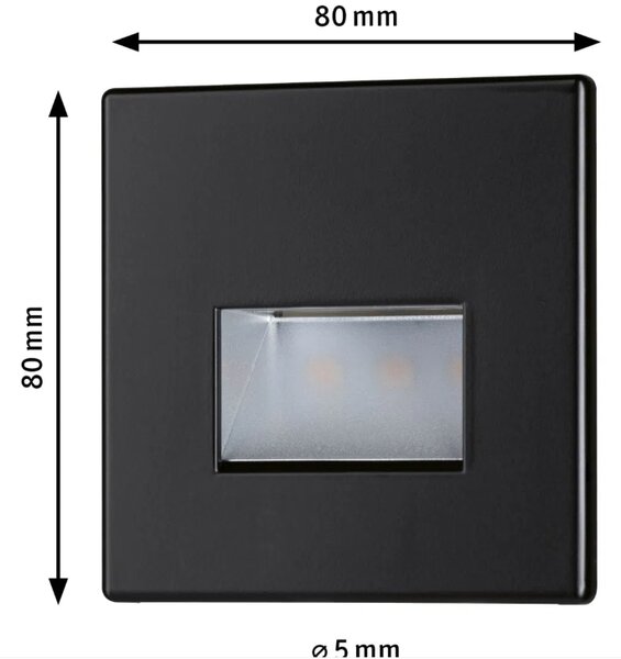 Paulmann LED zápustné svítidlo EDGE Quadro, 8x8cm, 1,2W, 230V, 2700K Barva: Matná černá