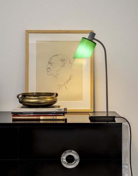 Nemo Lampe De Bureau, stolní lampa s modro-šedým stínítkem, 1x20W E14, výška 51cm