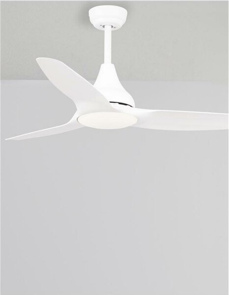 NOVA LUCE stropní ventilátor se světlem SAMOA tělo z oceli matná bílá a sklo 3ABS bílé listy LED 18W 3000K 5267301