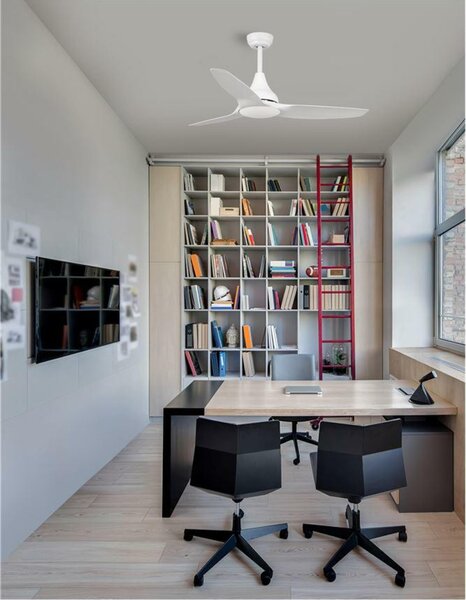 NOVA LUCE stropní ventilátor se světlem SAMOA tělo z oceli matná bílá a sklo 3ABS bílé listy LED 18W 3000K 5267301