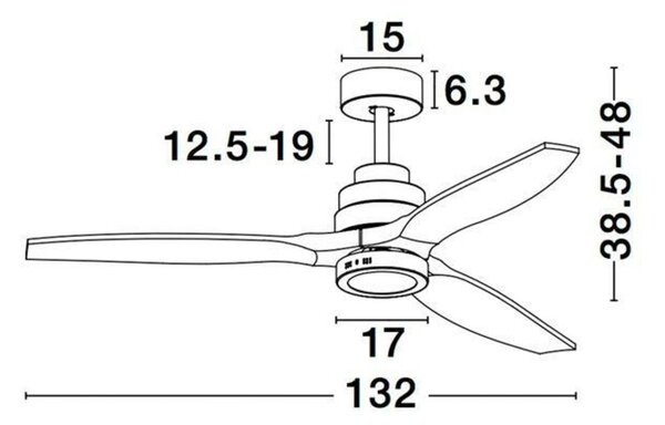 NOVA LUCE stropní ventilátor se světlem NATURE matná bílá ocel a sklo dubové dřevo 5 rychlostí 25W LED 9952314