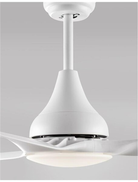 NOVA LUCE stropní ventilátor se světlem SAMOA tělo z oceli matná bílá a sklo 3ABS bílé listy LED 18W 3000K 5267301