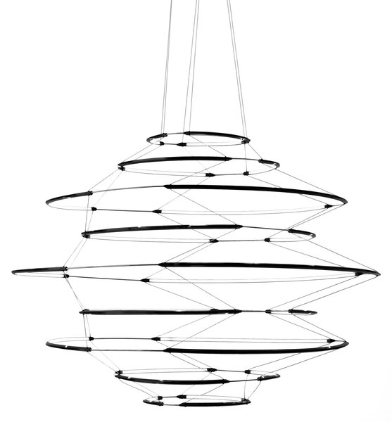 Nemo Drop 9, černé závěsné svítidlo, 90W LED 2700K stmívatelné, průměr 110cm