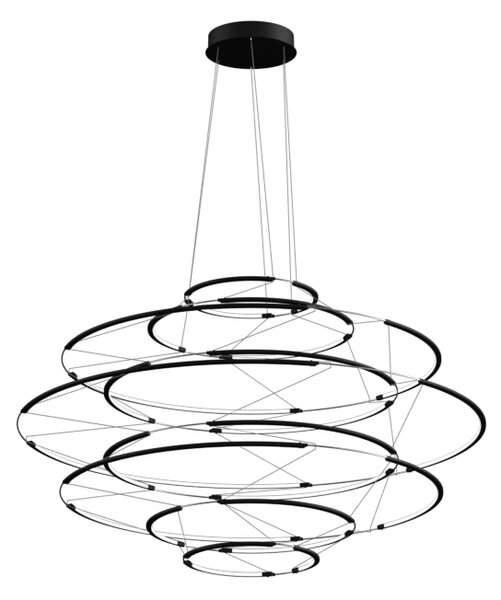 Nemo Drop 9, černé závěsné svítidlo, 90W LED 2700K stmívatelné, průměr 110cm
