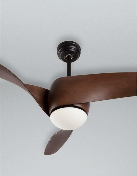 NOVA LUCE stropní ventilátor se světlem BREEZE tělo z oceli matná černá a sklo 3ABS dřevěné listy LED 18W 3000K 5267611