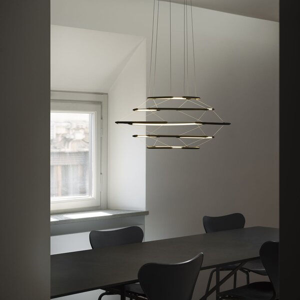 Nemo Drop 5, černé závěsné svítidlo, 35W LED 2700K stmívatelné, průměr 70cm