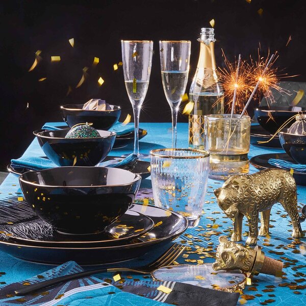 GOLDEN TWENTIES Sklenice na vodu se zlatým okrajem 300 ml