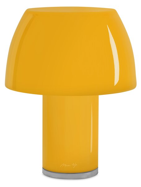 Nemo Lorosae, žlutá stolní lampička se stínidlem ze skla, USB-C, 3W LED 2700, výška 25cm, IP55