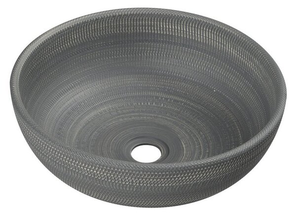 PRIORI keramické umyvadlo na desku, Ø 41 cm, šedá se vzorem
