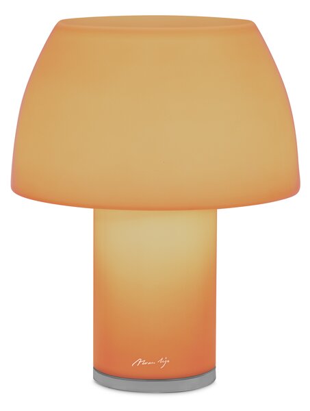 Nemo Lorosae, oranžová stolní lampička se stínidlem ze skla, USB-C, 3W LED 2700, výška 25cm, IP55