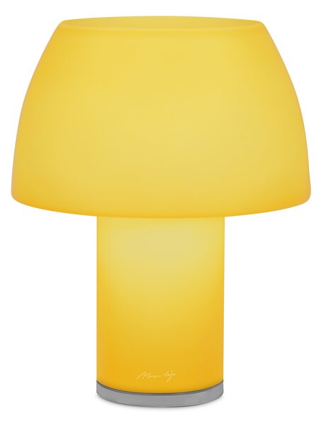 Nemo Lorosae, žlutá stolní lampička se stínidlem ze skla, USB-C, 3W LED 2700, výška 25cm, IP55
