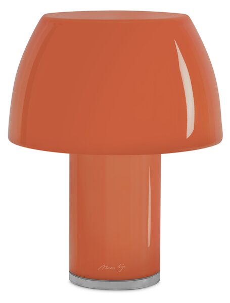 Nemo Lorosae, oranžová stolní lampička se stínidlem ze skla, USB-C, 3W LED 2700, výška 25cm, IP55