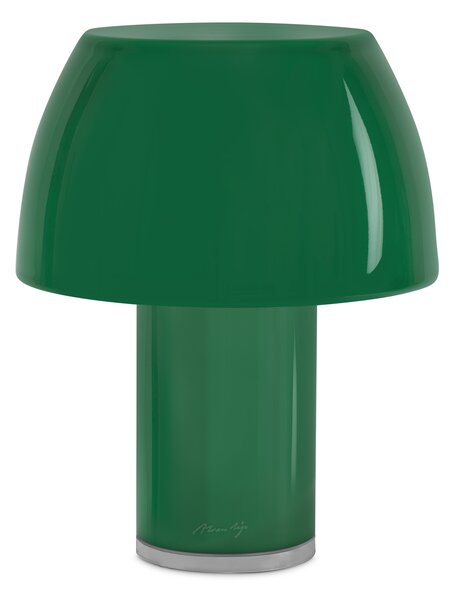 Nemo Lorosae, zelená stolní lampička se stínidlem ze skla, USB-C, 3W LED 2700, výška 25cm, IP55