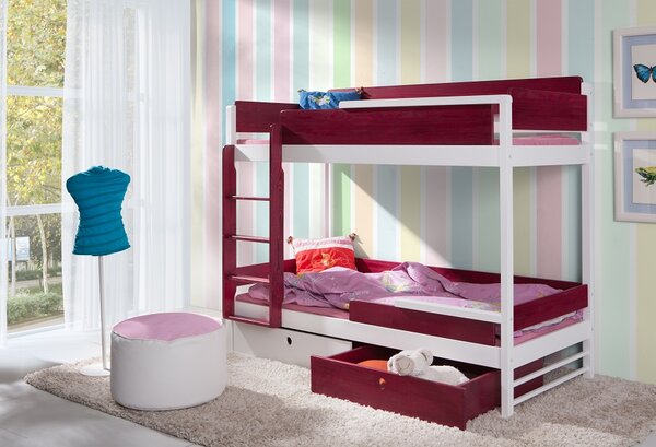 Meblobed Poschoďová postel Natu - masiv Velikost spací plochy: 180x80, Barva dílů: buk, Barva konstrukce: olše