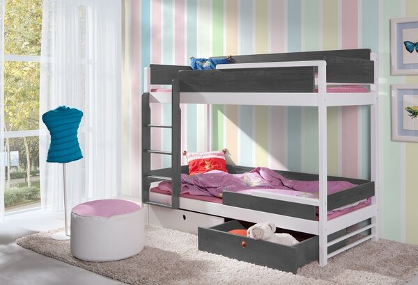 Meblobed Poschoďová postel Natu - masiv Velikost spací plochy: 180x80, Barva dílů: buk, Barva konstrukce: olše