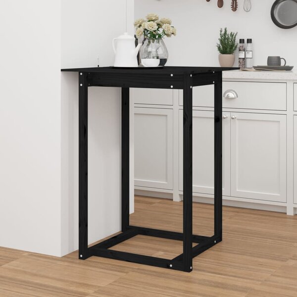 Barový stolek černý 80 x 80 x 110 cm masivní borové dřevo