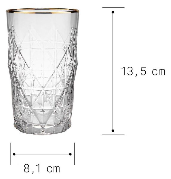 UPSCALE Sklenice na long drink se zlatým okrajem 460 ml