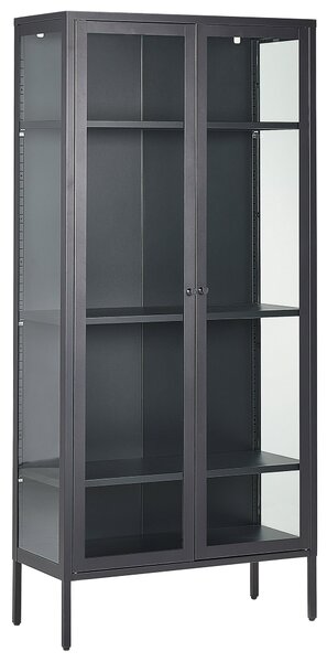 Skleněná vitrína HARTY Kov 80 cm Černá