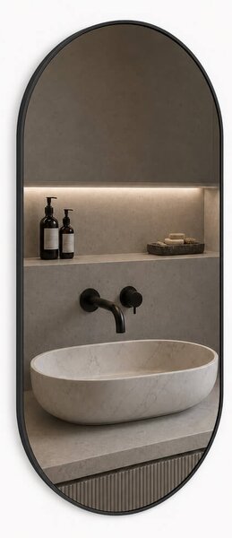 Baltica Design Aluma zrcadlo 40x80 cm oválný s osvětlením černá 5904107934297