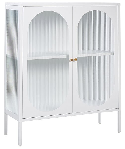 Prosklená komoda SARRE Kov 90 cm Bílá