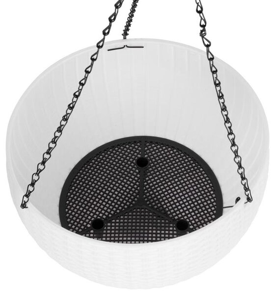 Kvetináč Strend Pro Modern, visiaci, biely, 26x16cm, reťaz