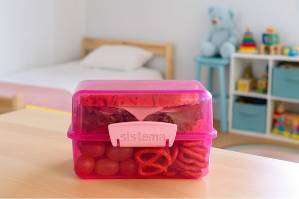 Sistema Dělený svačinový box Lunch Cube s 2 oddíly 1,4 l, růžová