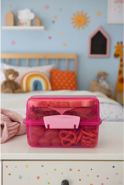 Sistema Dělený svačinový box Lunch Cube s 2 oddíly 1,4 l, růžová