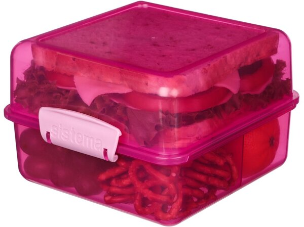 Sistema Dělený svačinový box Lunch Cube s 2 oddíly 1,4 l, růžová