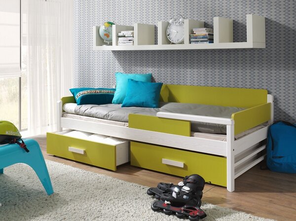 Meblobed Dětská postel Tereo Velikost spací plochy: 180x80, Barva dřeva: přírodní, Barva desky: modrá
