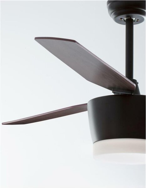 NOVA LUCE stropní ventilátor se světlem MONSOON tělo z oceli matná černá a sklo 3ABS dřevěné listy LED 18W 3000K 5260251