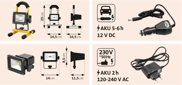 Extol - LED Nabíjecí reflektor LED/10W/3600 mAh/8,4V IP65