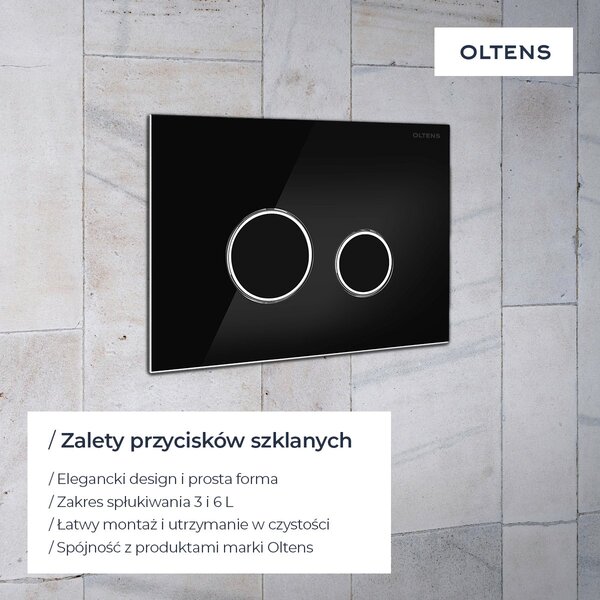 Oltens Lule splachovací tlačítko pro WC černá/zlatá matná/černá 57203300