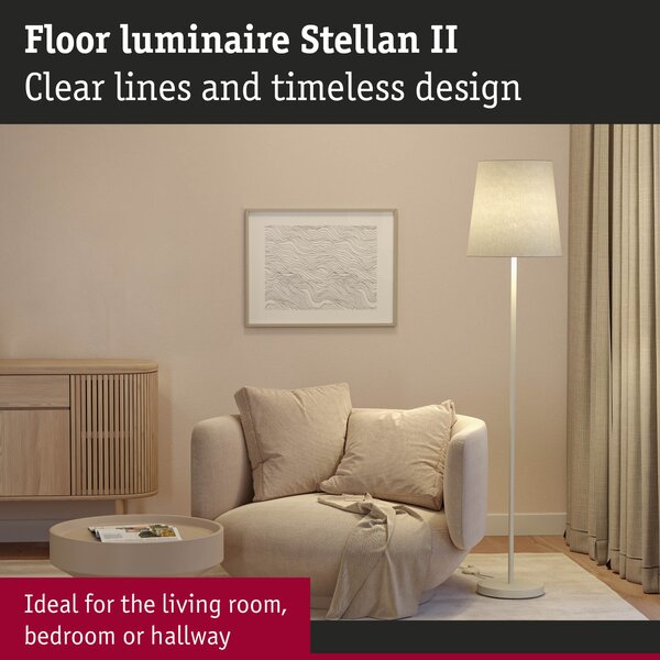 Paulmann 80103 Stellan, stojací lampa z kovu a krémové látky, 1x20W LED E27, výška 161cm