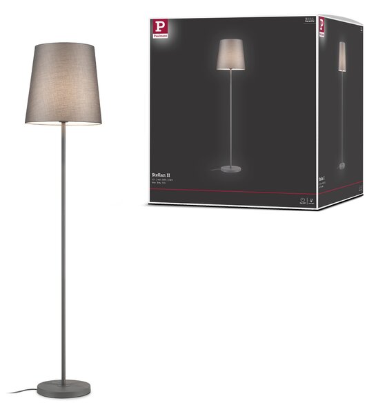Paulmann 80105 Stellan, stojací lampa z kovu a šedé látky, 1x20W LED E27, výška 161cm