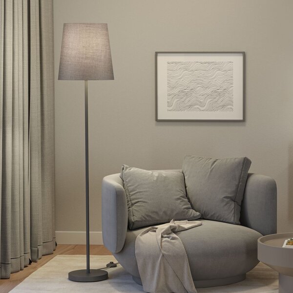Paulmann 80105 Stellan, stojací lampa z kovu a šedé látky, 1x20W LED E27, výška 161cm