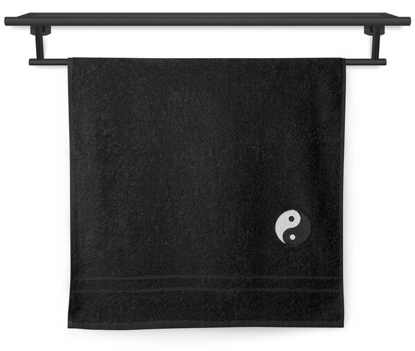 Ručník Veba RUJANA černá s výšivkou Jin a Jang Velikost: 70x140 cm