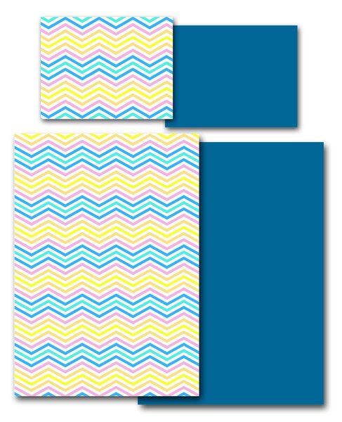 Povlečení Veba GEON tisk Klikaté pruhy multicolor sytá tyrkysová Velikost: 140x200 cm + 70x90 cm
