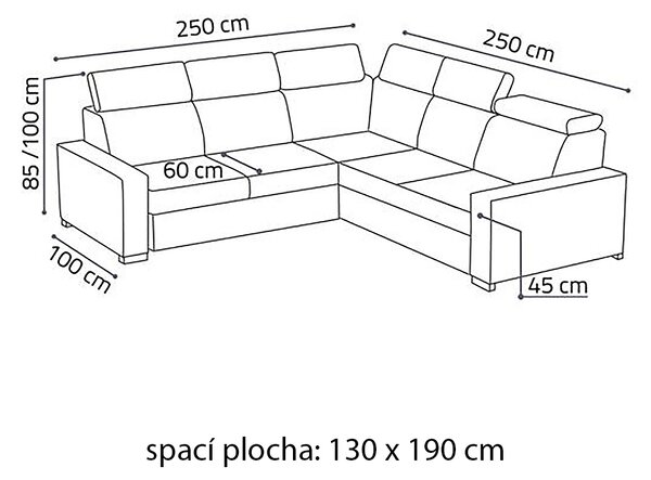 Sedací souprava PEDRO L | 250x250 cm | L | rozkládací + úložný prostor | polohovatelné záhlavníky | VÝBĚR TKANIN