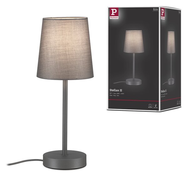 Paulmann 80104 Stellan, stolní lampička z kovu a šedé látky, 1x20W LED E27, výška 40cm