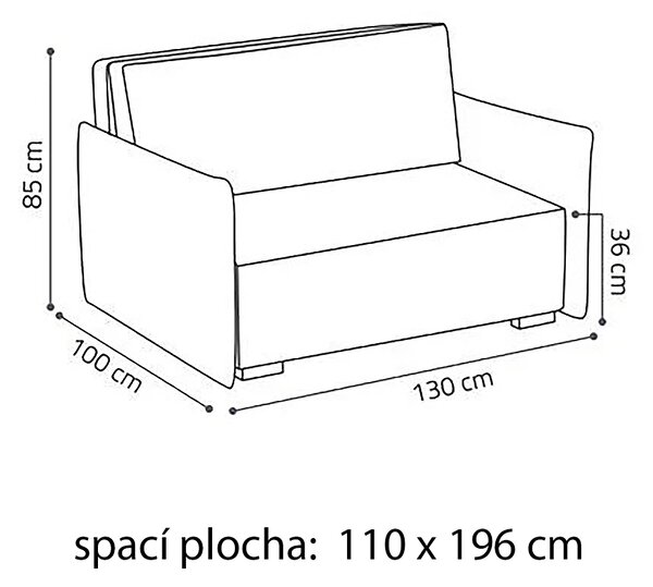 Pohovka VIVA II GLOW | 130 cm | rozkládací + úložný prostor | VÝBĚR TKANIN