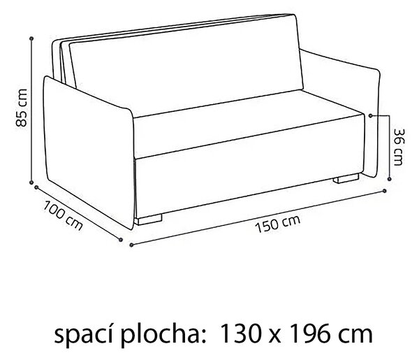 Pohovka VIVA III GLOW | 150 cm | rozkládací + úložný prostor | VÝBĚR TKANIN