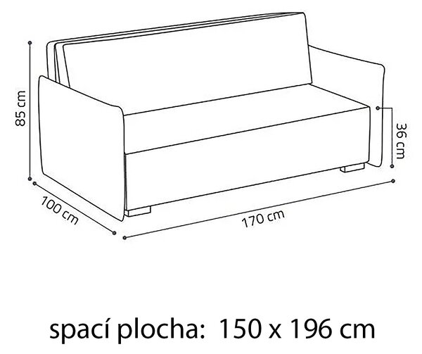 Pohovka VIVA IV GLOW | 170 cm | rozkládací + úložný prostor | VÝBĚR TKANIN