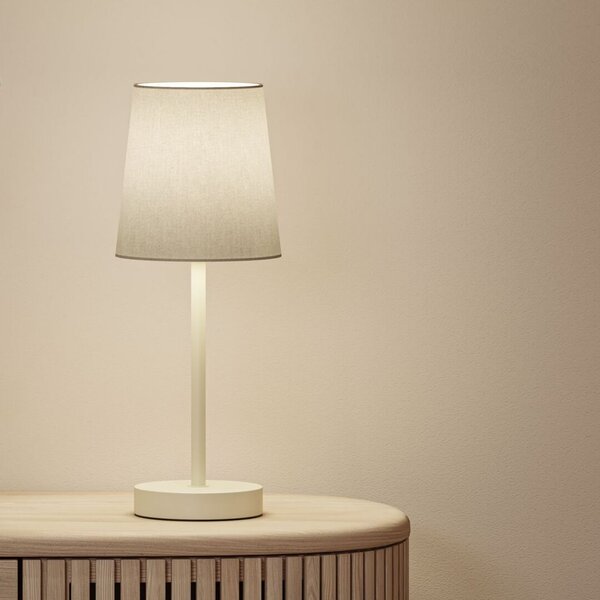 Paulmann 80102 Stellan, stolní lampička z kovu a krémové látky, 1x20W LED E27, výška 40cm