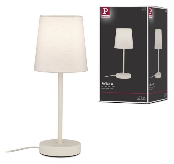 Paulmann 80102 Stellan, stolní lampička z kovu a krémové látky, 1x20W LED E27, výška 40cm