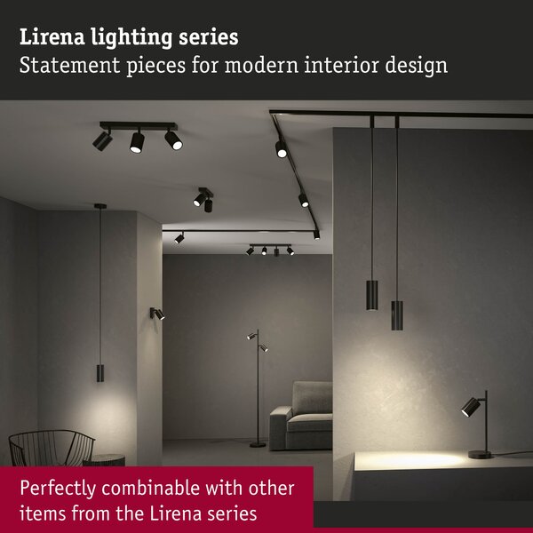 Paulmann 94924 Lirena, černá stojací lampa s 2 reflektory, 2xGU10, výška 157,5cm