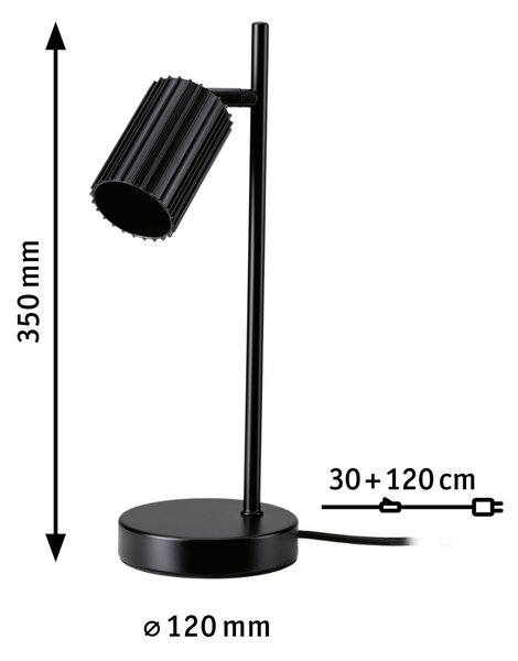 Paulmann 94923 Lirena, černá stolní lampa s 1 reflektorem 1xGU10, výška 35cm