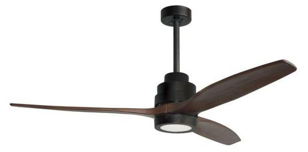 NOVA LUCE stropní ventilátor se světlem SABAL tělo z oceli matná černá a sklo 3ABS dřevěné listy 12W 3000K 5231401