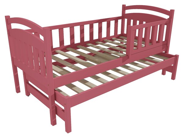 Vomaks Dětská postel s výsuvnou přistýlkou DPV 020 se zábranou Rozměr: 80 x 180 cm, Povrchová úprava: netransparentní barva růžová