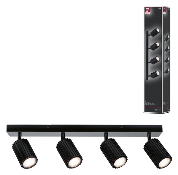 Paulmann 94922 Lirena, černá stropní svítidlo s 4 reflektory, 3xGU10, délka 53cm