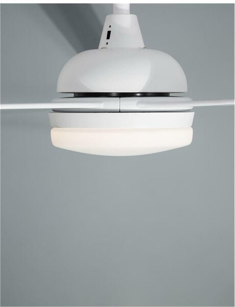 NOVA LUCE stropní ventilátor se světlem FLOW matná bílá ocel a sklo bílá 5ti rychlostní dálkové ovládání 37W LED 3000K 9953198